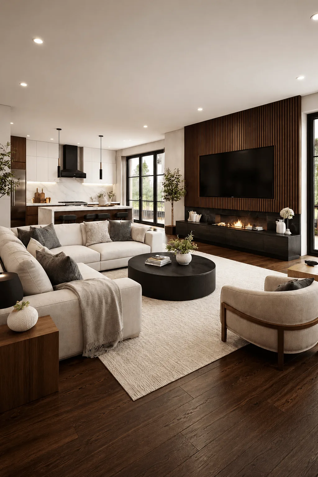 Ambiente residencial contemporâneo com iluminação integrada, projeto Carolina Andrade em Fortaleza.